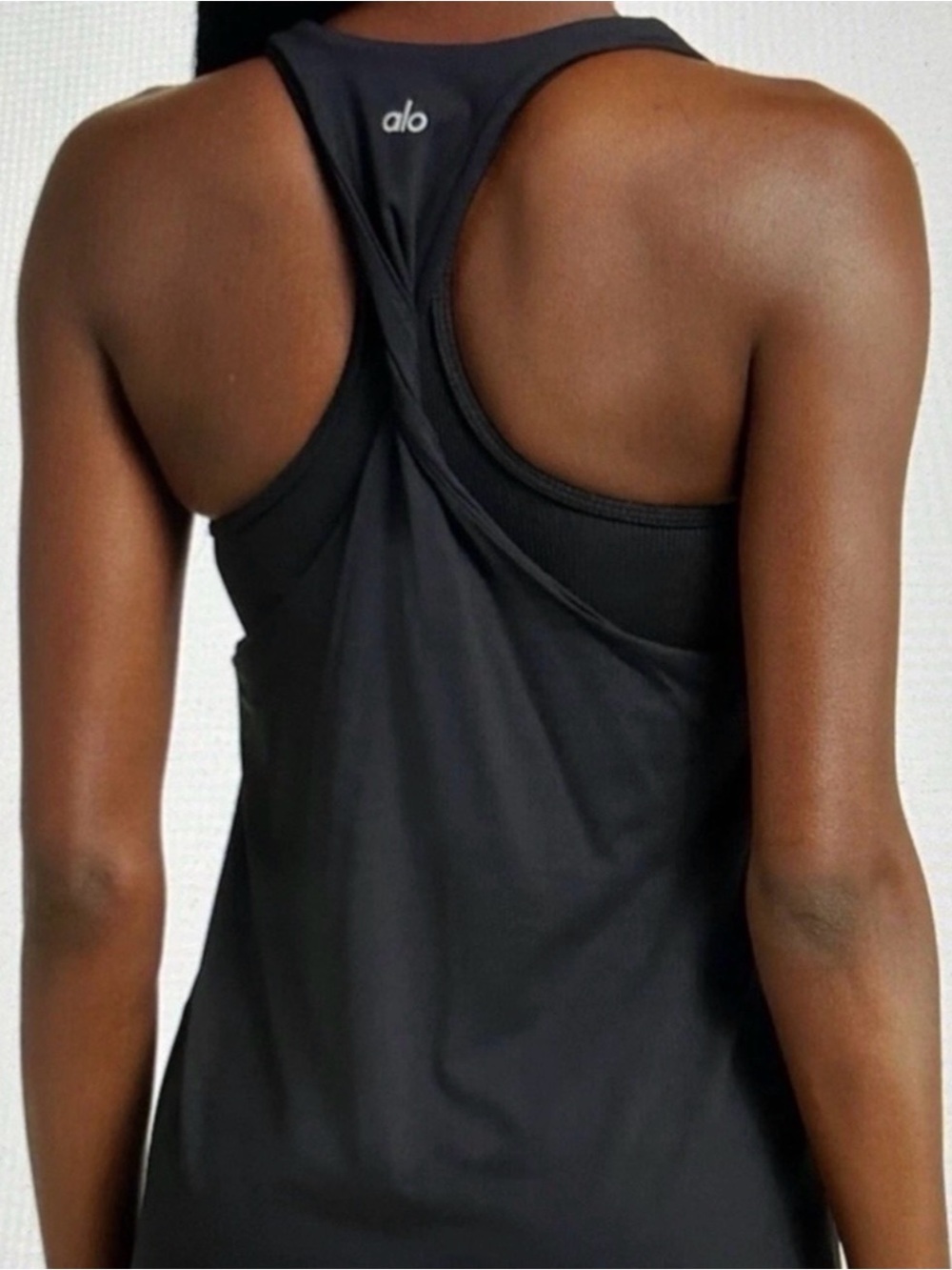 ALO Yoga Black Don't Get It Twist Back Tank Top Athletic Athleisure